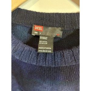 Men’s DIESEL Large Wool/Nylon Blend sweater Navy/Blue/ Purple/green stripe